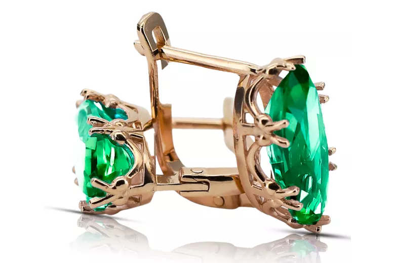 Earrings Vintage Jewlery Emerald Original Vintage 14K Rose Gold vec021r